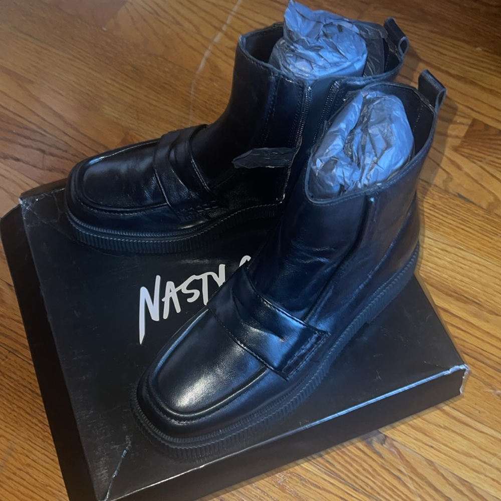 Nasty Gal Leather Loafer Ankle Boots